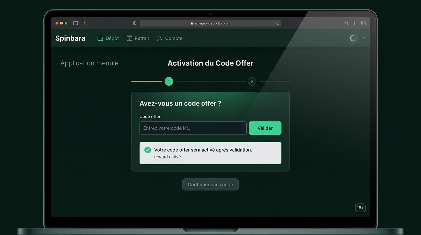 Comment utiliser un code promo Spinbara